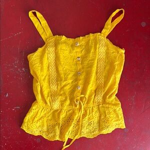 Yellow Eyelet Lace Women’s Top